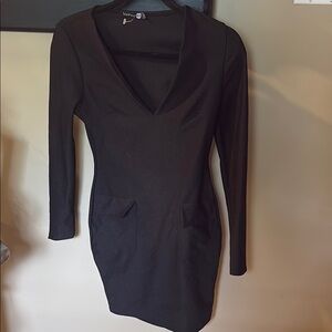 Boohoo Elegant Black Long Sleeve Dress